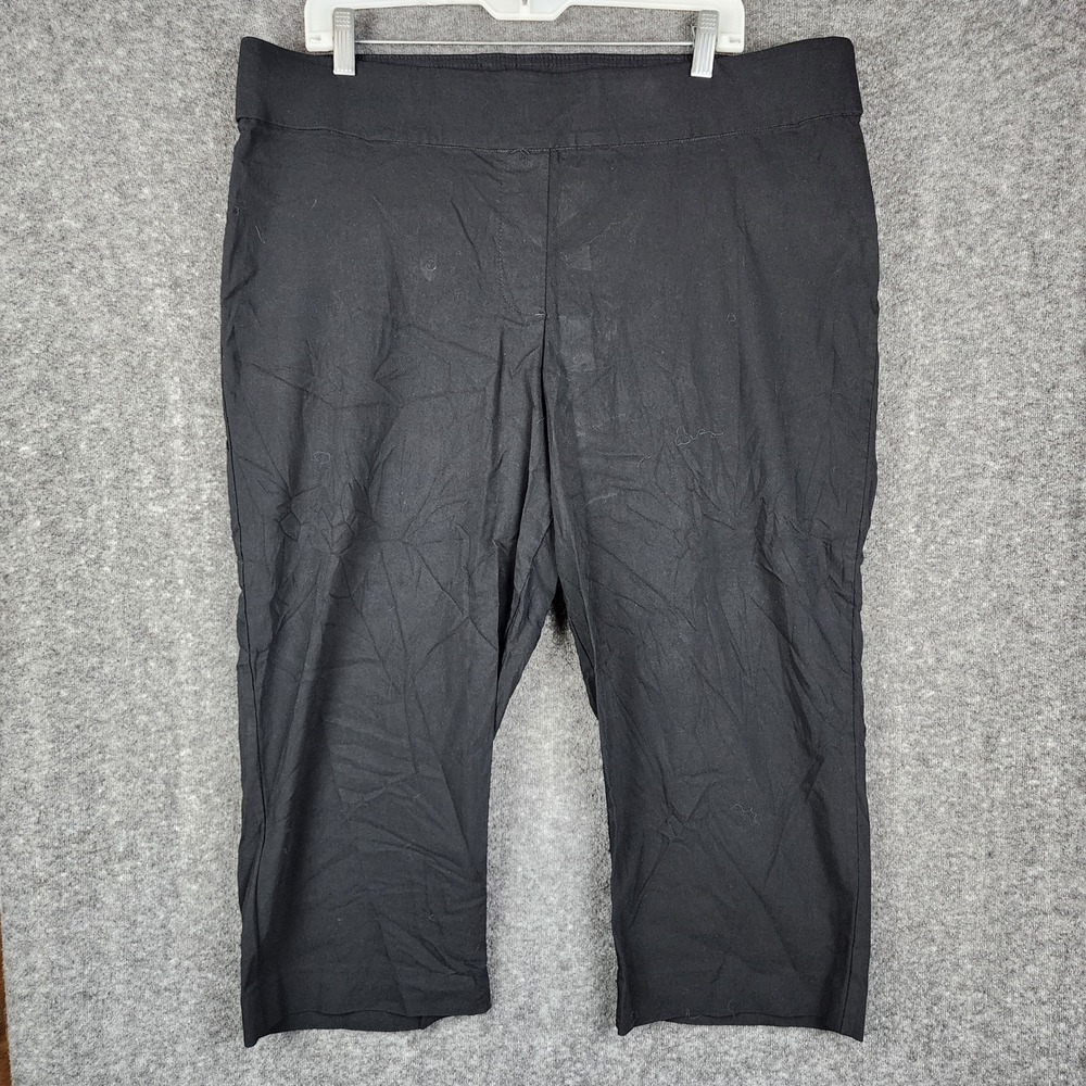 Evri Capri Pants Women 18W Black Pull On Stretch Cropped Trousers